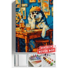 Corvo Sayılarla Boyama Hobi Seti Çerçeveli Numaralı Tuval Fırça Boya Dahil 50X70 (Büyük Boy) cm - Dertli Köpek