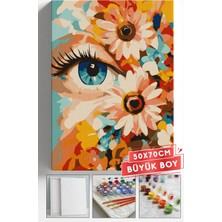 Corvo Sayılarla Boyama Hobi Seti Çerçeveli Numaralı Tuval Fırça Boya Dahil 50X70 (Büyük Boy) cm - Göz Bebeği