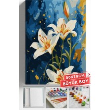 Corvo Sayılarla Boyama Hobi Seti Çerçeveli Numaralı Tuval Fırça Boya Dahil 50X70 (Büyük Boy) cm - Mavi Lilyum