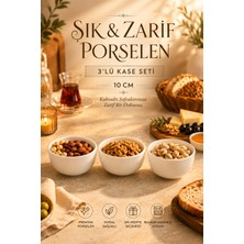 Porsima Snap 3'lü Porselen Çerezlik ve Kahvaltılık Kase Seti – 10 cm Beyaz Sosluk & Ikramlık Kase