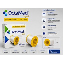 Octamed Ipek Tıbbi Flaster 5 cm x 5 M Güçlü Yapışkanlı Bez Flaster 10 Adet