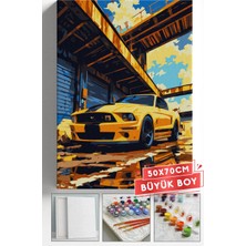 Corvo Sayılarla Boyama Hobi Seti Çerçeveli Numaralı Tuval Fırça Boya Dahil 50X70 (Büyük Boy) cm - Sarı Fabrika Masteng