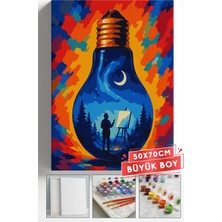 Corvo Sayılarla Boyama Hobi Seti Çerçeveli Numaralı Tuval Fırça Boya Dahil 50X70 (Büyük Boy) cm - Ressam Lamba