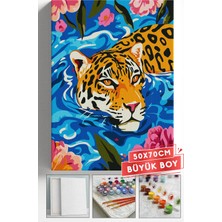 Corvo Sayılarla Boyama Hobi Seti Çerçeveli Numaralı Tuval Fırça Boya Dahil 50X70 (Büyük Boy) cm - Havuz Leopar