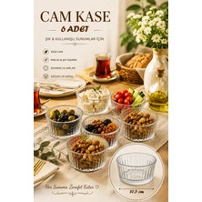 Porsima 13992 Vanes Asya 6'lı 200 ml Çizgili Cam Çerezlik, Reçellik & Kahvaltılık Kase