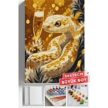 Corvo Sayılarla Boyama Hobi Seti Çerçeveli Numaralı Tuval Fırça Boya Dahil 50X70 (Büyük Boy) cm - Şampanya Yılan
