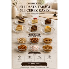 Porsima 13917-1 Aren Mozaik 12 Parça Cam Sunum Seti - 6 Kişilik Pasta Tabağı & Çerezlik
