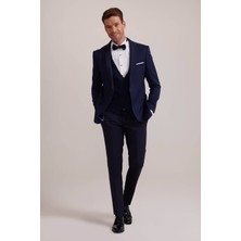 Erkek Açık Mavi Slim Fit Yelekli Şal Yaka Damatlık