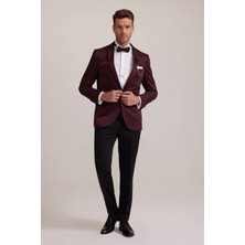 Erkek Bordo Slim Fit Mono Yaka Damatlık