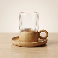 Ttt 12 Parça Çay Seti - Bambu Bardak Altığı - Çift Cidarlı Cam - 150 ml