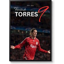 Icon Tablo Fernando Torres Liverpool Siyah Çerçeveli Tasarım Tablo Futbol Spor Poster