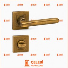 Çelebi Kapıkolları Şems Kol Kare Rozetli Mat Antik Sarı Wc