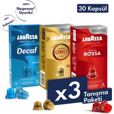 Lavazza Qualita Oro, Qualita Rossa, Decaf Nespresso Uyumlu Alüminyum Kapsül Kahve | 3 Kutu - 30 Kapsül
