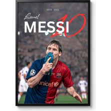 Icon Tablo Lionel Messi Hayat Öpücüğü Siyah Çerçeveli Tasarım Tablo Futbol Poster