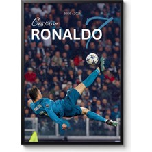 Icon Tablo Cristiano Ronaldo Röveşata Siyah Çerçeveli Tasarım Tablo Futbol Spor Poster