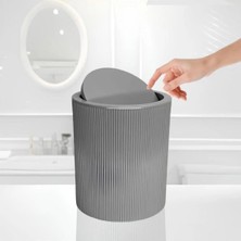 St. Morritz Line Çizgili Yuvarlak Kapaklı Klik Çöp Kovası Banyo Mutfak