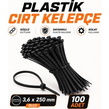 Nzb (100 Adet) Kablo Bağı Plastik Cırt Kelepçe 3,6X250 mm Kablo Düzenleyici Bağlama Toplama Aparatı