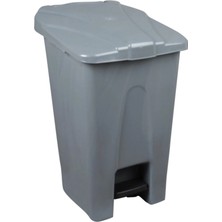 St. Morritz Plastik Köşeli Pedallı Çöp Kovası 70 Lt - Tekerlekli - Pedallı Çöp Konteyneri - Gri