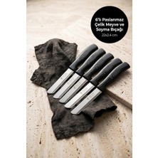 Atbyhome Feller 6'lı Lazer Tırtıklı Paslanmaz Çelik Sebze Meyve Bıçağı 22X2.4 cm - Siyah Saplı Soyma ve Doğrama Seti