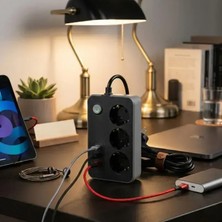 Winnboss Akım Korumalı 3 Prizli 3 USB Girişli Uzatma Kablosu – 2 Metre