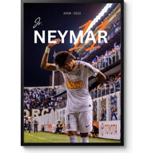Icon Tablo Neymar Jr 11 Santos Siyah Çerçeveli Tasarım Tablo Futbol Spor Poster