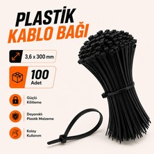 Nzb (100 Adet) Kablo Bağı 3,6X300 mm Plastik Cırt Kelepçe Dayanıklı Kilitli Bağlama Sabitleme Aparatı