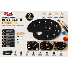 Rich Plastik Oval Boya Paleti Siyah 9 Godeli Siyah