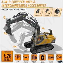 Brf Store Veltrolab Oyuncak 2.4ghz Uzaktan Kumandalı Şarjlı Işıklı Metal Alaşım Paletli Hareketli Kepçe Rc Eks