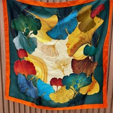 Bymiel Yaprak Desenli Fular (70X70)