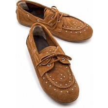 İx Dusty Loafer Kadın Hakiki Süet Kaymaz Termotaban Loafer Ayakkabı