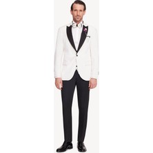 Erkek Krem Slim Fit Sivri Yaka Kadife Damatlık