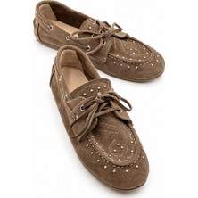 İx Dusty Loafer Kadın Hakiki Süet Kaymaz Termotaban Loafer Ayakkabı