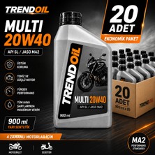 Trendoil Multi 20W-40 Scooter ve Motosiklet Motor Yağı Apı Sl Jaso Ma2 900ML 20'li Ekonomik Paket