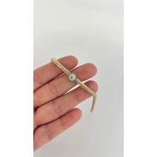 Bade Jewelry Xuping Gold Balıksırtı Zincir Hareketli Nazar Detaylı Kararmaz Çelik Şık Bileklik 17+2 cm