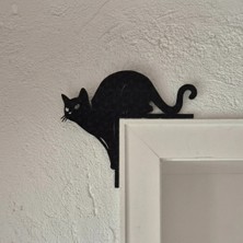 St. Morritz - Geometrik Kedi Figürü - Kapı Üstü ve Köşe Dekoratif Duvar Aksesuarı