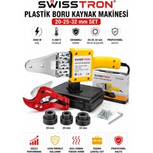 SwissTron PPRC Plastik Boru Kaynak Makinesi Seti 20-25-32 mm Pafta Isı Ayarlı Boru Makaslıtaşıma Çantalı 2000 W Güçlü Taşınabilir Tasarım
