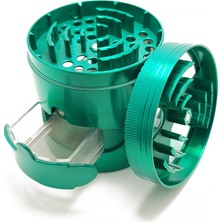 Falconetti 60 mm Çekmeceli Yeşil Grinder Herbal Parçalayıcı Pencereli ve Elekli Tasarım pz38ys