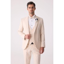 Ysf Erkek Slim Fit Sivri Yaka Yelekli Damatlık