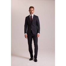 Ysf Erkek Antrasit Slim Fit Mono Yaka Yün Takım Elbise