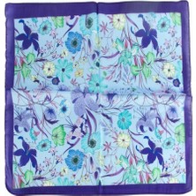 Marsilyan™- Çiçek Desenli Mor Renkli Zr Şifon Fular 50*50 cm