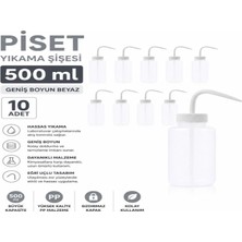 Labolist Piset 500 ml - Yıkama Şişesi - Geniş Boyun Beyaz 10 Adet