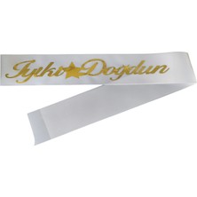 Party Express Kumaş Kuşak Iyi Ki Doğdun Beyaz - Altın