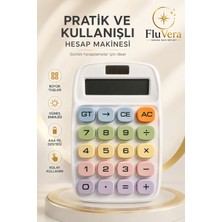 Fluvera Beyaz Renkli Tuşlu Hesap Makinesi – Büyük Ekranlı, Pratik ve Kolay Kullanımlı Masaüstü Hesap Makinesi