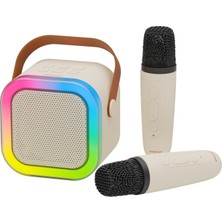 Polosmart PBS169 2 Mikrofonlu Karaoke Seti Bluetooth 5.3 Rgb LED Işıklı Taşınabilir Hoparlör