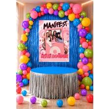 snowparty Manifest Dekor Perdeli Masa Etekli Poster Doğum Günü Parti Malzemeleri Süsleri Seti Mavi