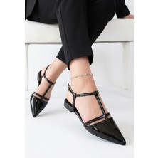 Shoegar Canca Siyah Rugan Babet Ayakkabı