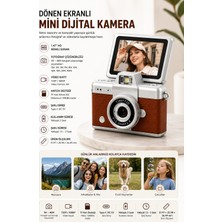 Smayling Mini Dijital Kamera Açılabilir Ekranlı 1080P Video 48MP Fotoğraf Flaşlı 1.47 Inç Hd Ekran