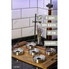 St. Morritz 5'li Paslanmaz Çelik Kapaklı Küllük Seti | 10 cm 304 Kalite Kültablası | Restoran, Kafe ve Otel