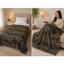 Ecotton Works Leopar Desenli Polar Tv Battaniyesi 140X180 cm – Tek Kişilik Battaniye