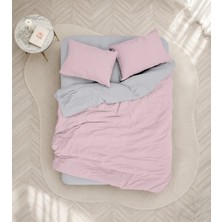 Cotton Box Plain Tek Kişilik Nevresim Takımı Pembe-Gri